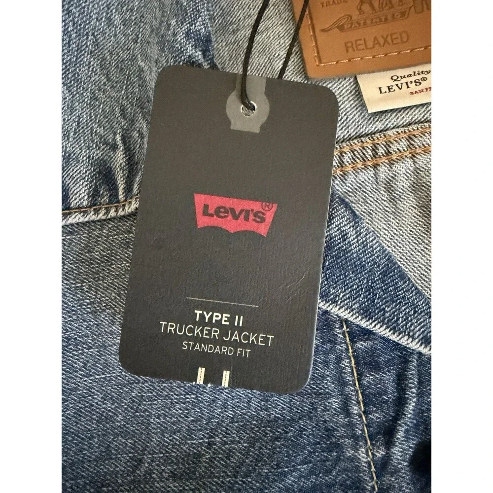 Levi’s Type II Selvedge Big E Trucker Jacket Large Blue Denim Relaxed NWT IREG